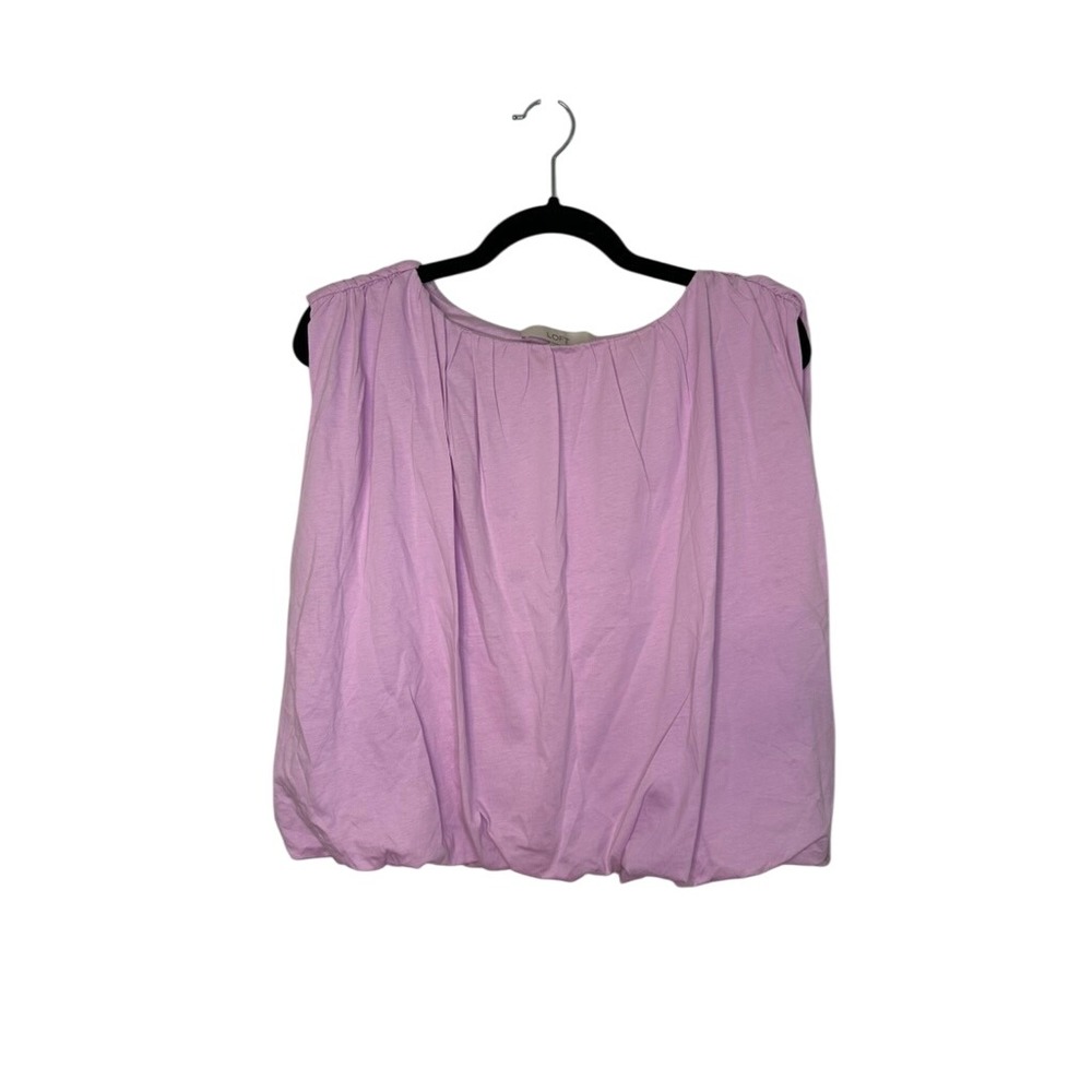LOFT Women's Purple Sleeveless Blouse Tank Top Gathered Neckline Size L NWT